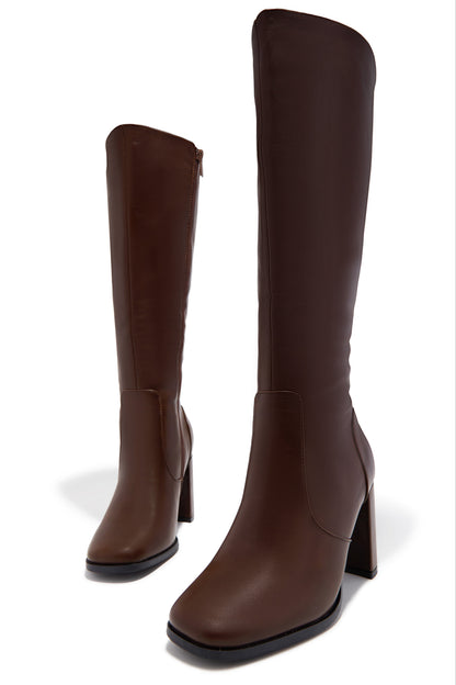 Paula Block Heel Boots - Brown
