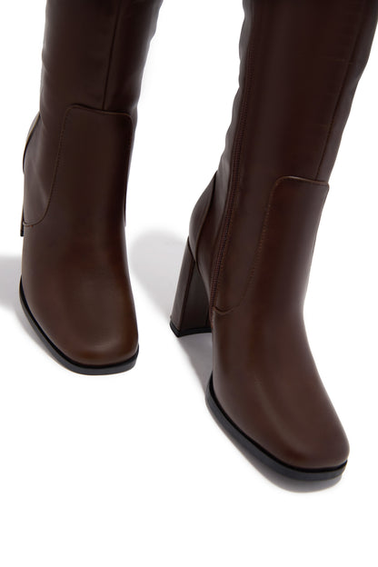 Paula Block Heel Boots - Brown