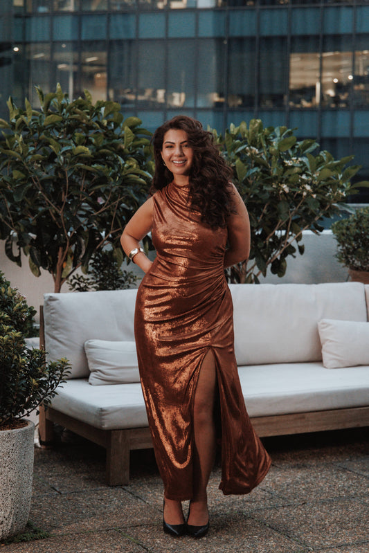 Emerie Sleeveless Metallic Maxi - Bronze