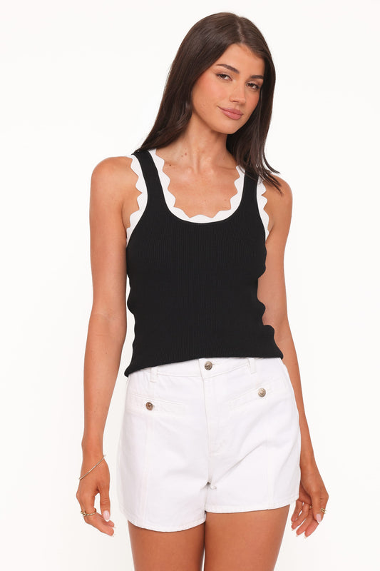 Johnson Scalloped Trim Tank - Black White