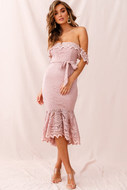 Patience Lace Bodycon Midi Dress Mauve