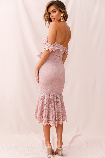 Patience Lace Bodycon Midi Dress Mauve