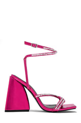 Valerya Embellished Triangle Block Heels - Pink