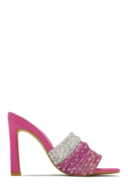 Feeling Myself Embellished High Heel Mules - Pink