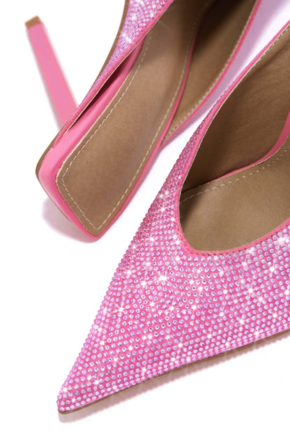 Azilis Embellished High Heel Mules - Pink
