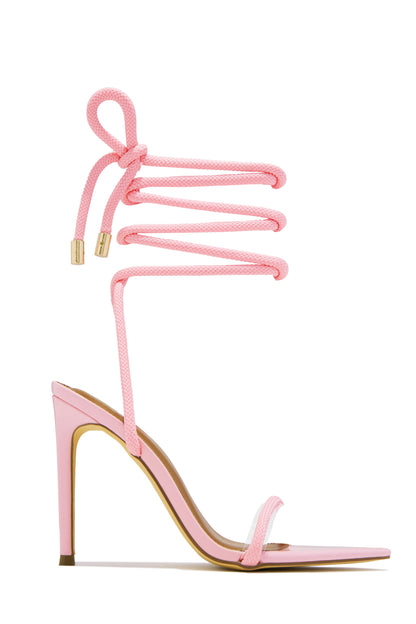 Valeria Lace Up High Heels - Pink