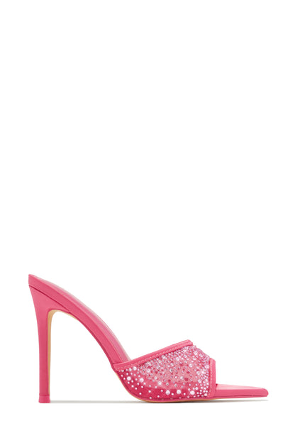 Kari Embellished High Heel Mules - Pink