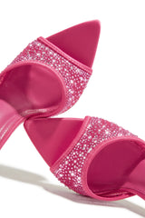 Kari Embellished High Heel Mules - Pink
