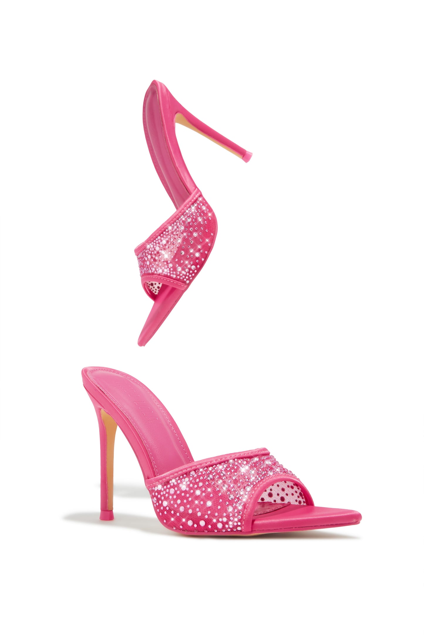 Kari Embellished High Heel Mules - Pink