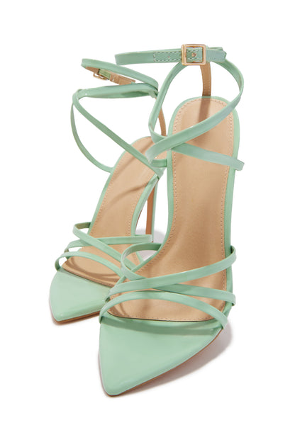 Polished Strappy High Heels - Sage