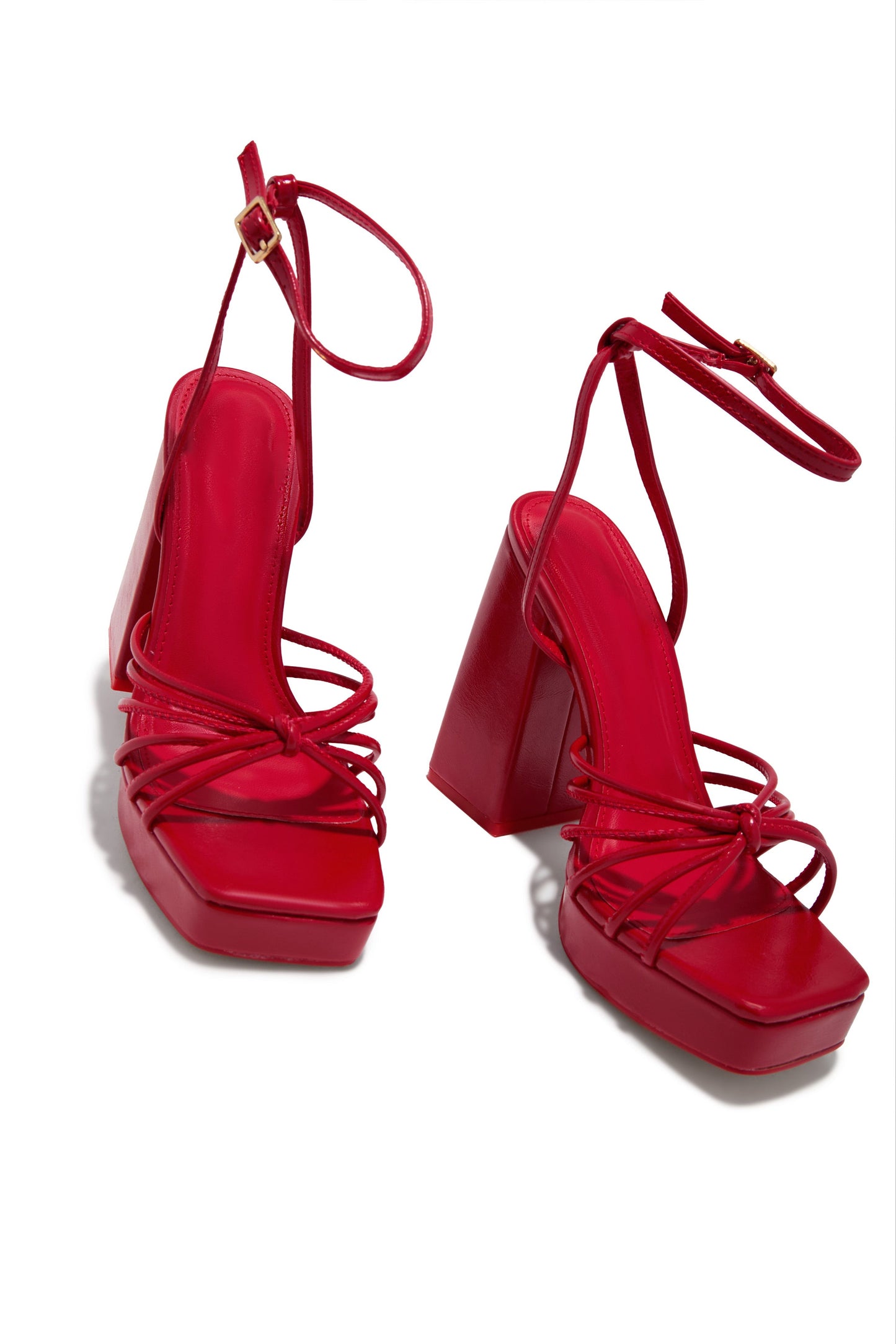 Lelia Platform Block Heels - Red