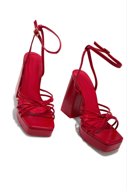 Lelia Platform Block Heels - Red