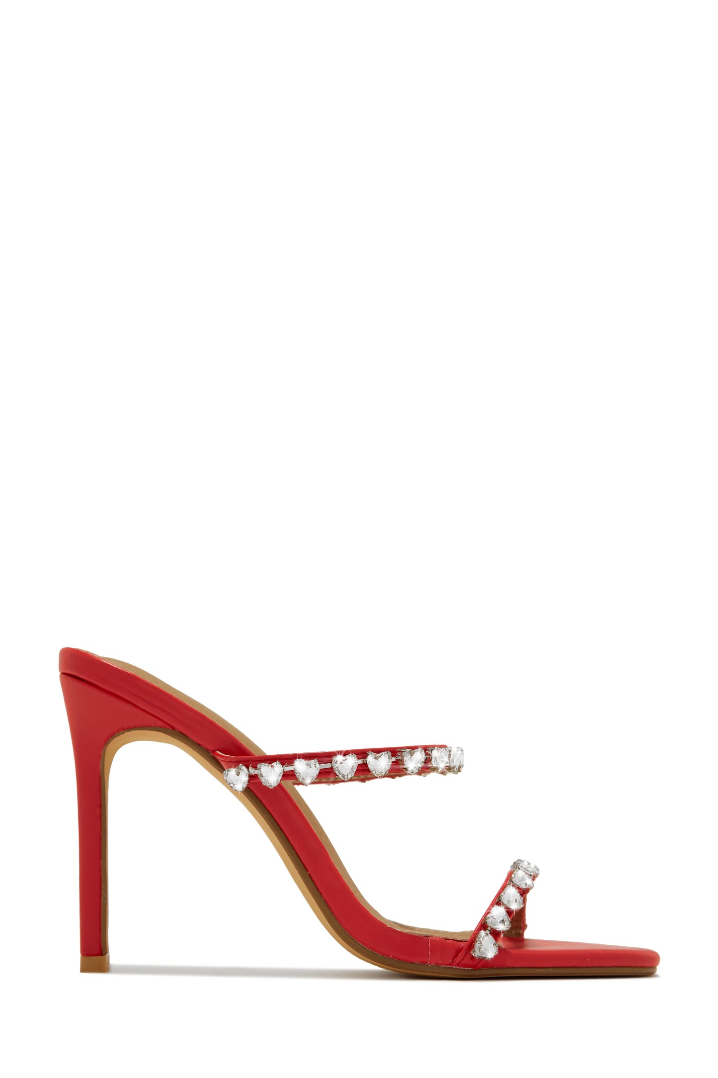 Love Addiction Embellished High Heel Mules - Nude