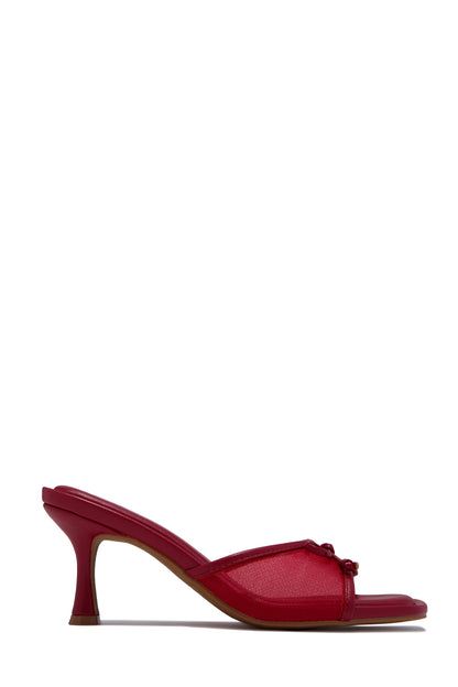 Eliza Mid Heel Mules - Red