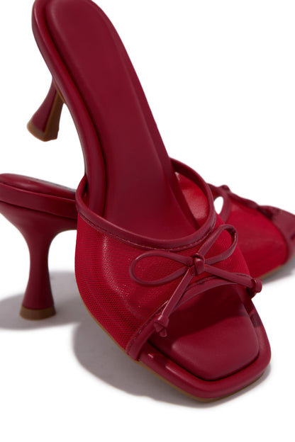 Eliza Mid Heel Mules - Red