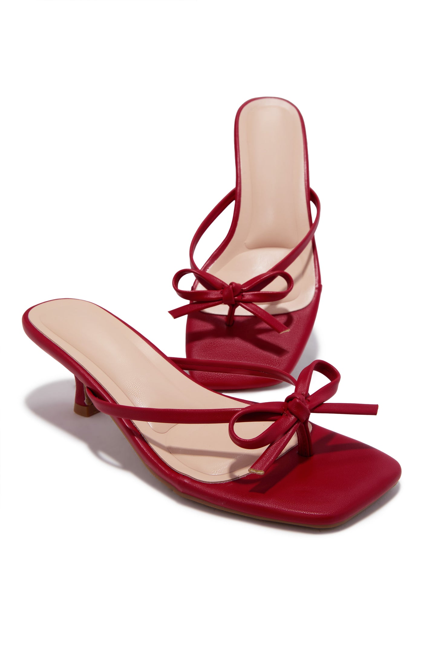 Amor Kitten Heel Mules - Red