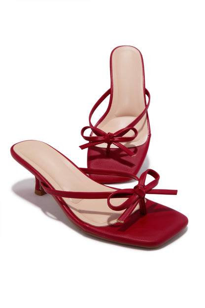 Amor Kitten Heel Mules - Red