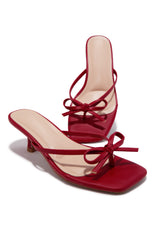 Amor Kitten Heel Mules - Red