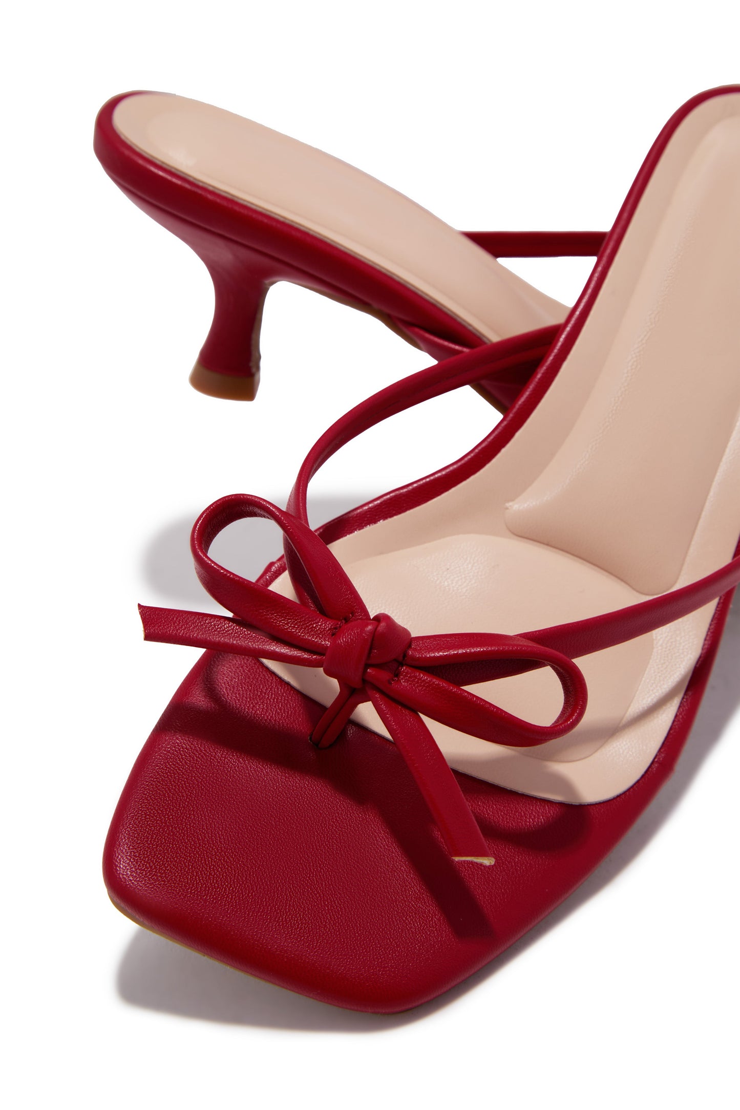 Amor Kitten Heel Mules - Red