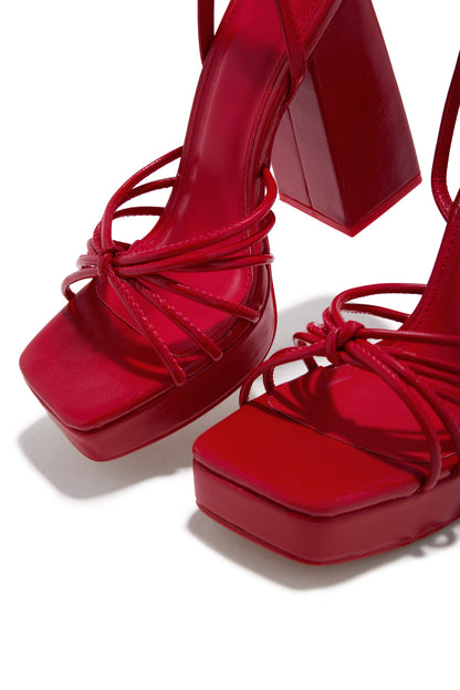 Lelia Platform Block Heels - Red