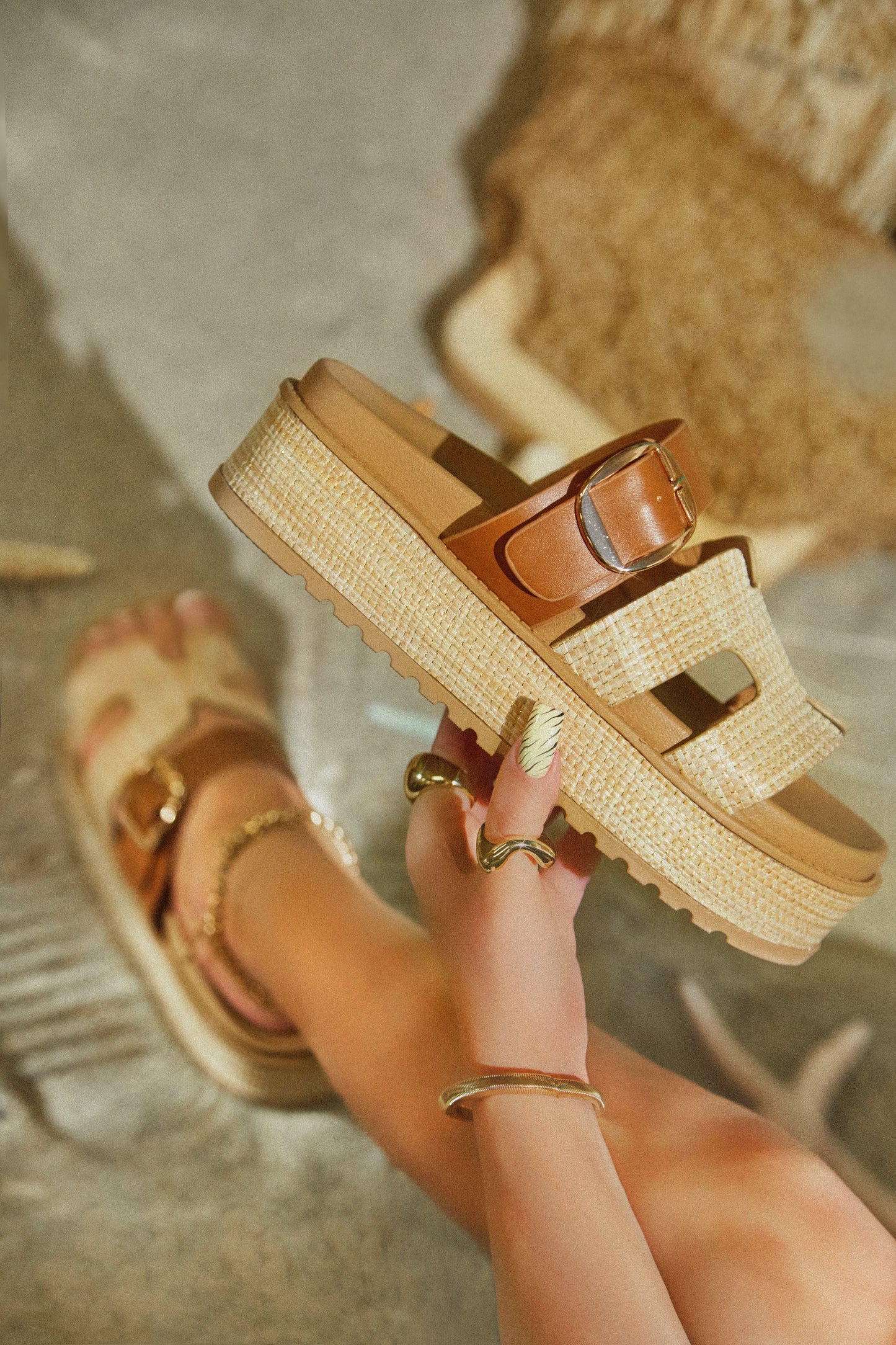 Resort Getaway Slip On Chunky Sandals - Nude