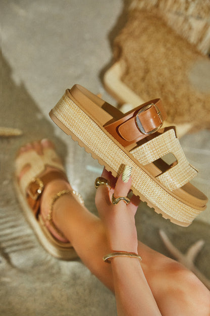 Resort Getaway Slip On Chunky Sandals - Nude