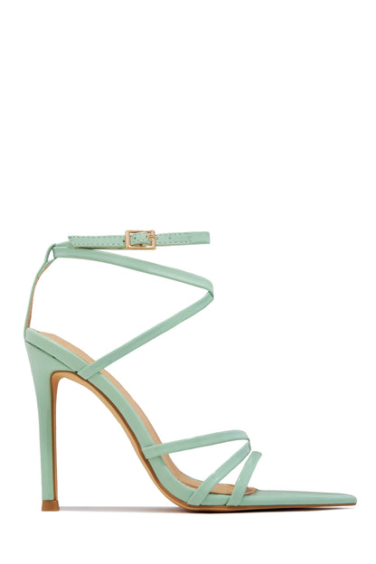 Polished Strappy High Heels - Sage