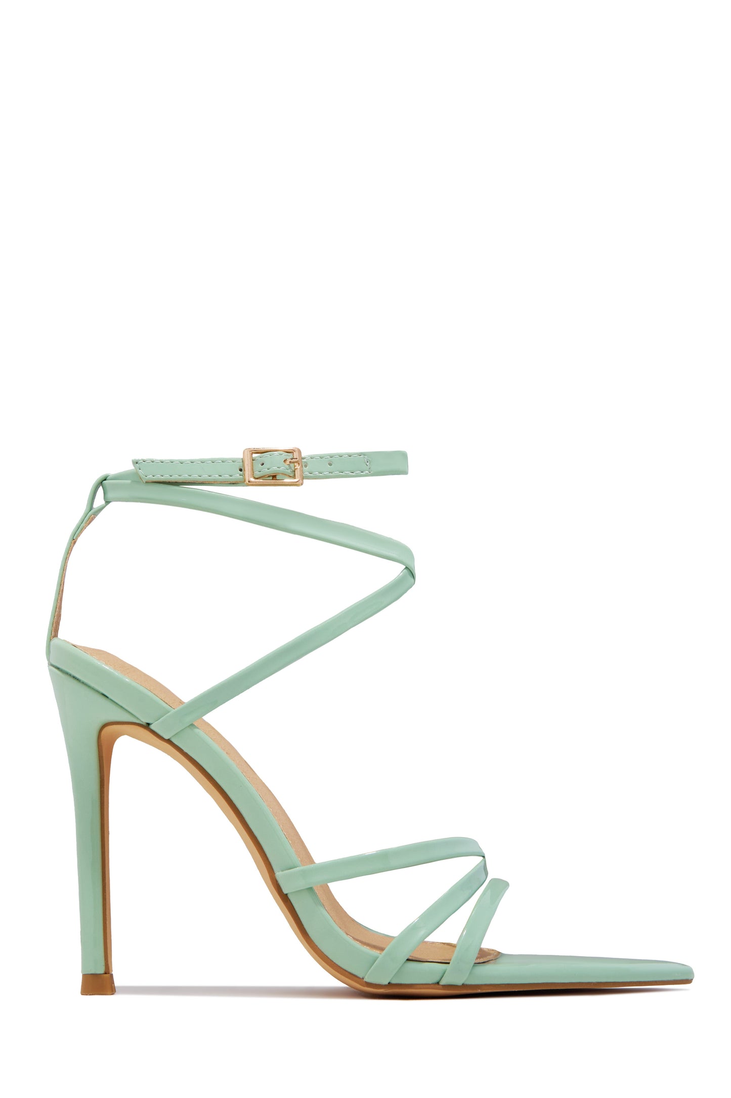 Polished Strappy High Heels - Sage
