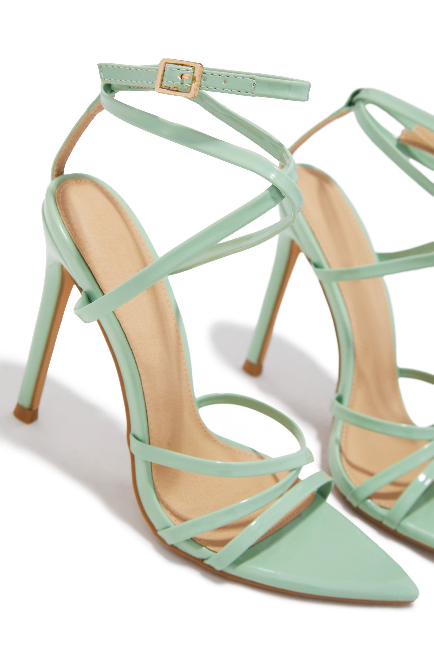 Polished Strappy High Heels - Sage