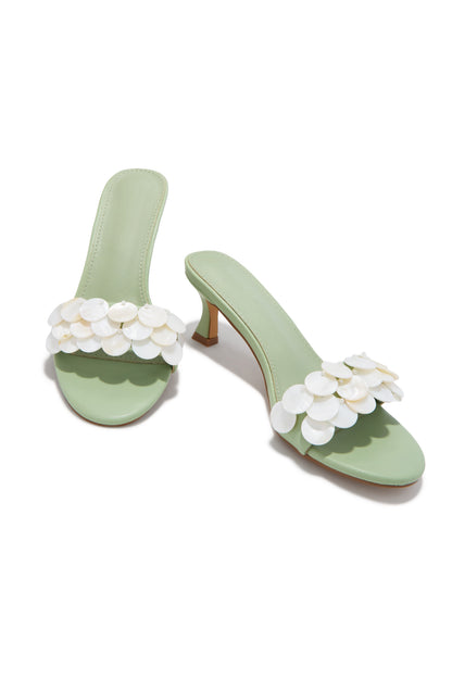 Clara Kitten Heel Mules - Sage