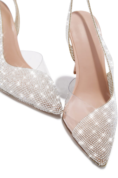 Scarlett Embellished Slingback Pumps - Nude
