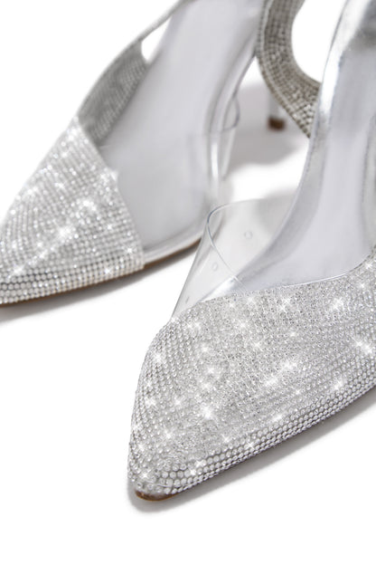 Scarlett Embellished Slingback Pumps - Silver