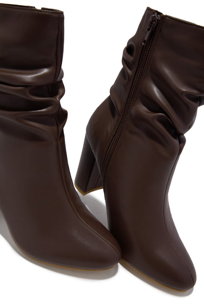 Sharon Block Heel Ankle Boot - Brown