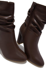 Sharon Block Heel Ankle Boot - Brown