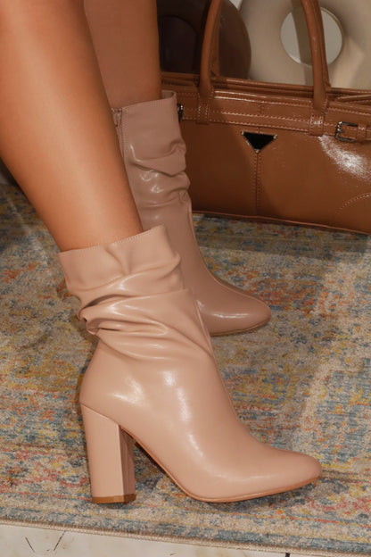 Sharon Block Heel Ankle Boot - Nude