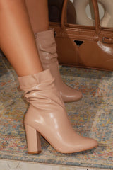Sharon Block Heel Ankle Boot - Nude