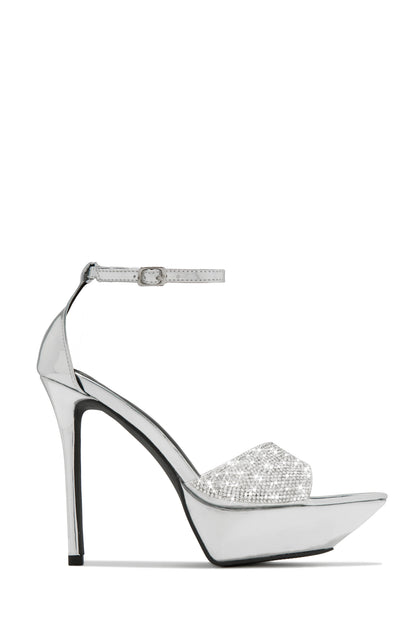 Sweet Fatale Embellished Platform Heels - Black