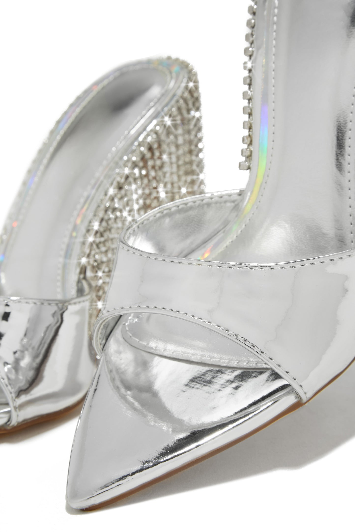 Atelier Dangle Embellished High Heel Mules - Silver