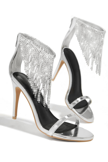 Formal Icon Embellished Dangle Heels - Silver