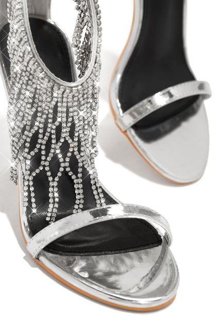 Formal Icon Embellished Dangle Heels - Silver