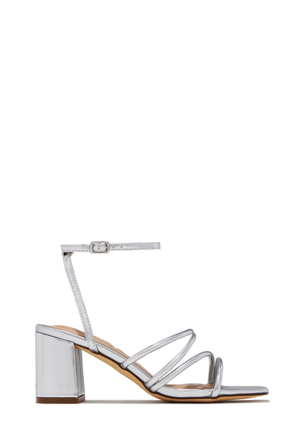 Jazmin Block Mid Heels - Silver