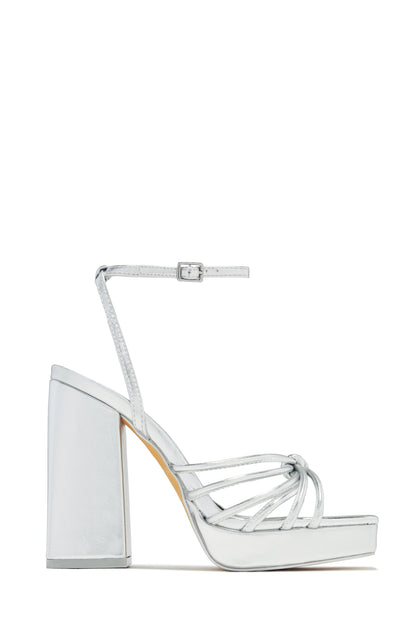 Lelia Platform Block Heels - Silver