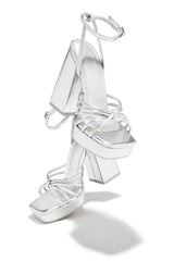 Lelia Platform Block Heels - Silver