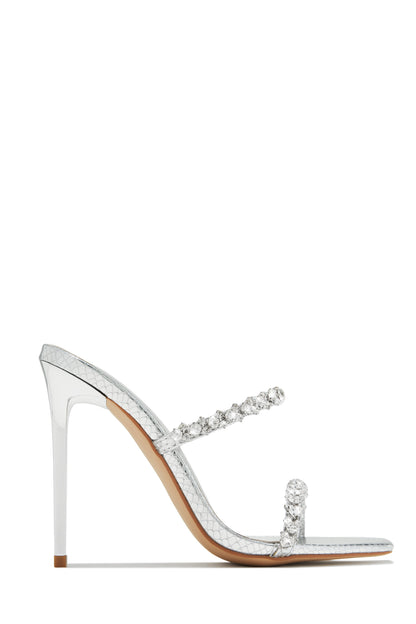 Amyna Embellished High Heel Mules - Black