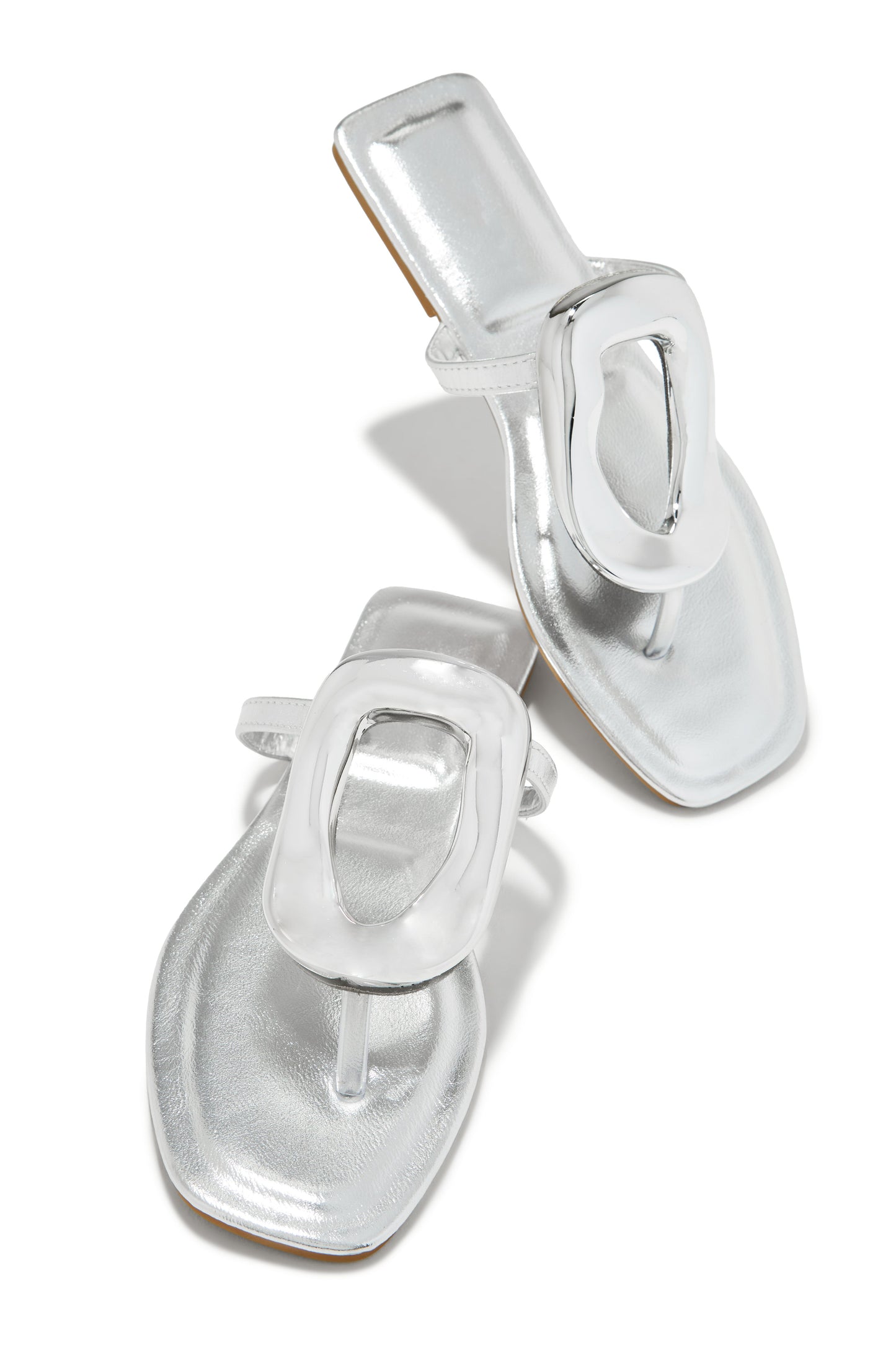 Adonna Slip On Thong Strap Sandals - Silver