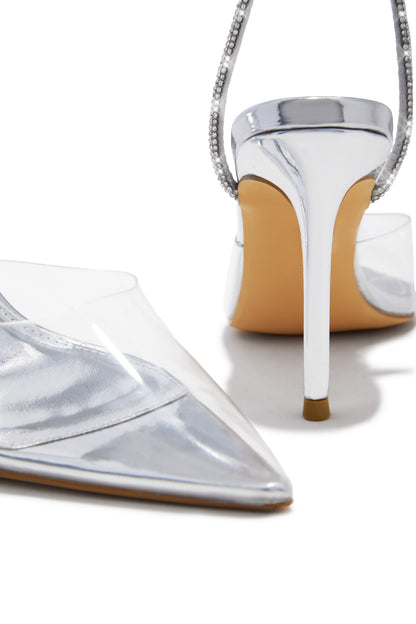 Special Guest Embellished Clear Heels - Silver