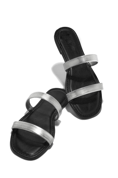 Villa Bonita Slip On Sandals - Black Silver