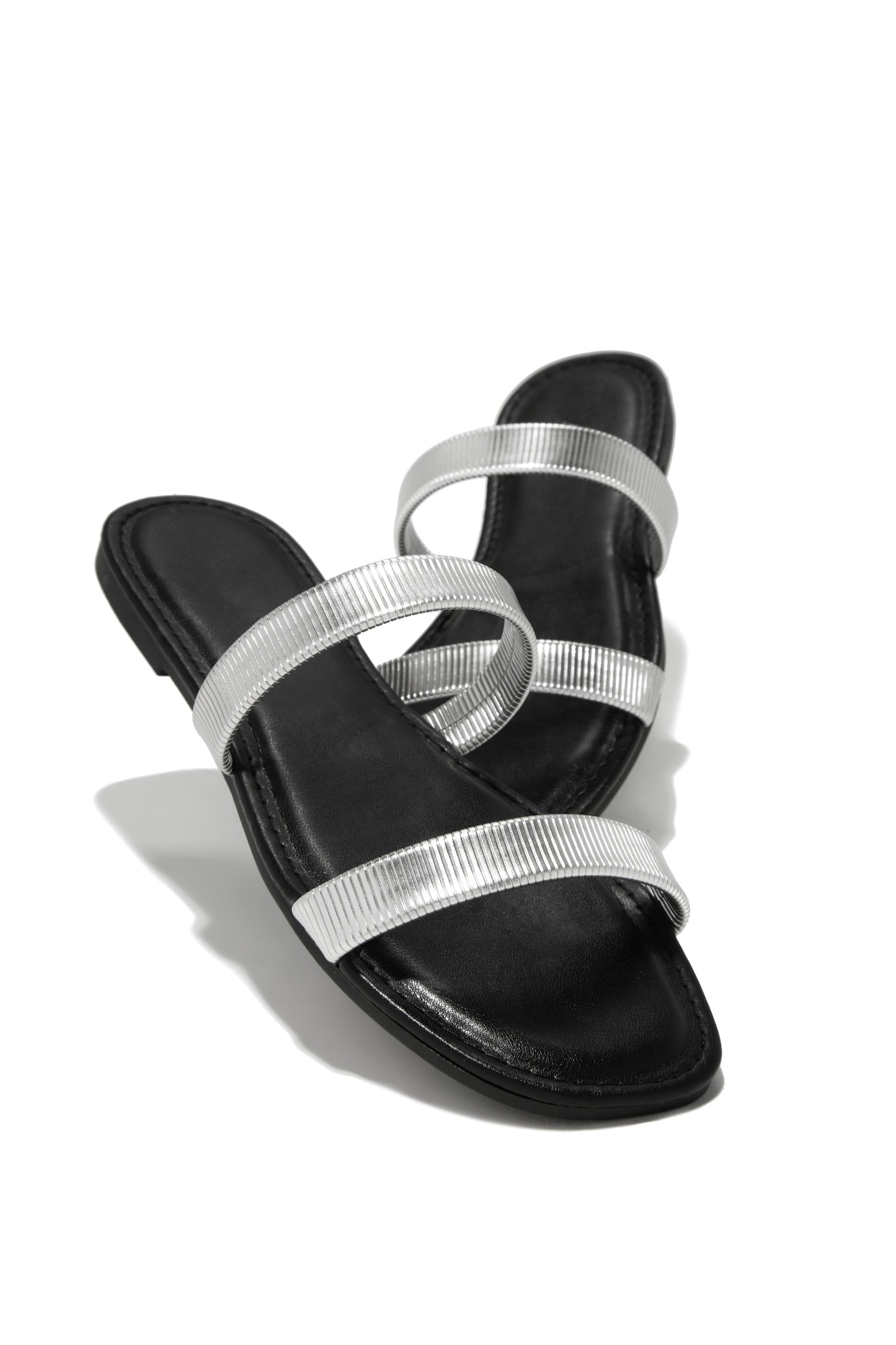 Villa Bonita Slip On Sandals - Black Silver