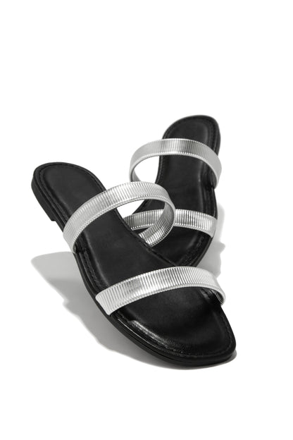 Villa Bonita Slip On Sandals - Black Silver
