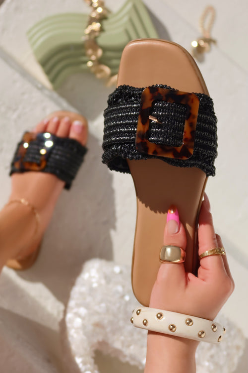 Soleil Slip On Sandals - Black